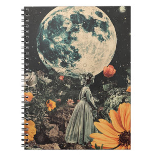Moonlit Elegance - Woman with Moon (3) Notebook