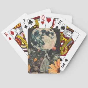 Moonlit Elegance - Woman with Moon (3) Playing Cards