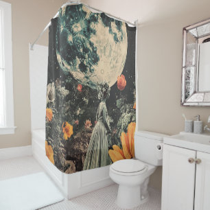 Moonlit Elegance - Woman with Moon (3) Shower Curtain