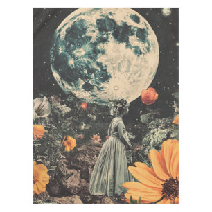 Moonlit Elegance - Woman with Moon (3) Tablecloth