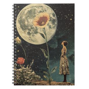 Moonlit Elegance - Woman with Moon Notebook