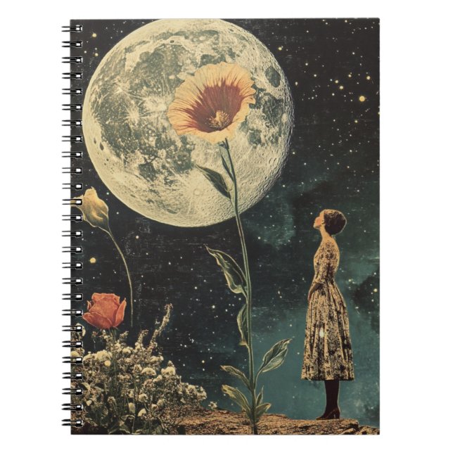 Moonlit Elegance - Woman with Moon Notebook (Front)