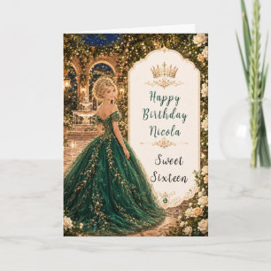 Moonlit Emerald Garden Sweet Sixteen Card