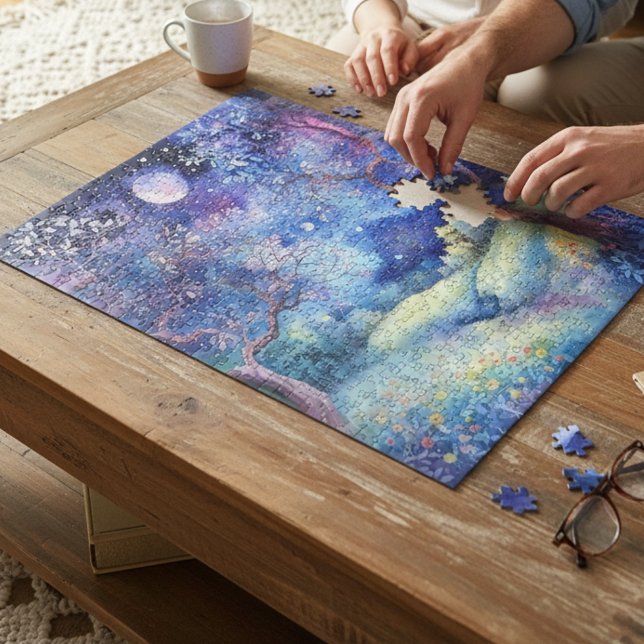Moonlit Enchanted Forest Nightscape Jigsaw Puzzle (Creator Uploaded)
