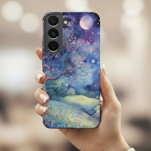 Moonlit Enchanted Forest Nightscape Samsung Galaxy S22 Case (Creator Uploaded)