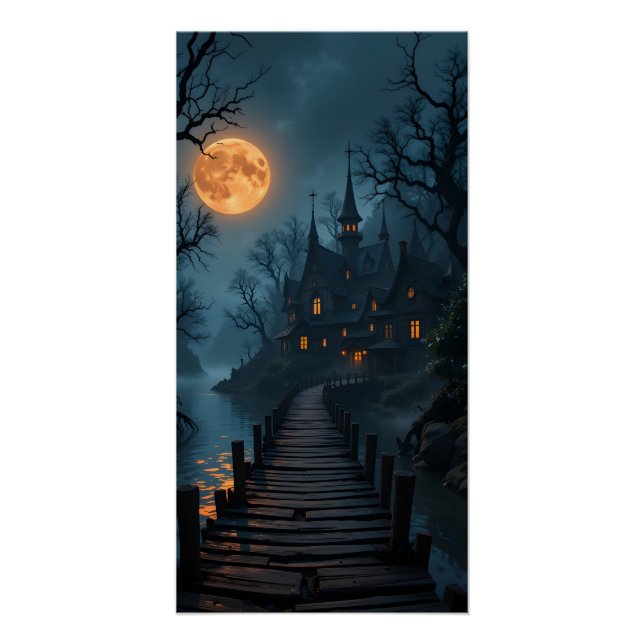Moonlit Enchanted Village Poster (Front)