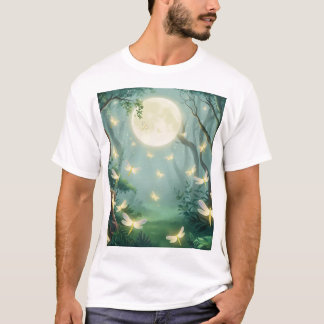 Moonlit Enchantment: Fireflies in the Forest T-Shirt