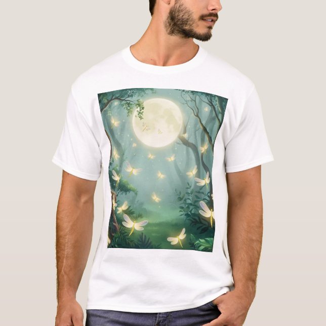 Moonlit Enchantment: Fireflies in the Forest T-Shirt (Front)