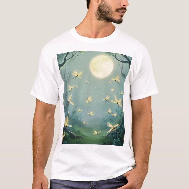 Moonlit Enchantment: Fireflies in the Forest T-Shirt (Front)