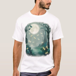 Moonlit Enchantment: Fireflies in the Forest T-Shirt