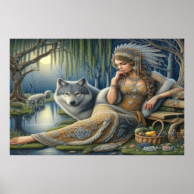 Moonlit Enchantment in the Mystic Forest36x24 Poster (Front)
