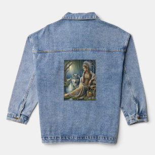 Moonlit Enchantment in the Mystic Forest Denim Jacket