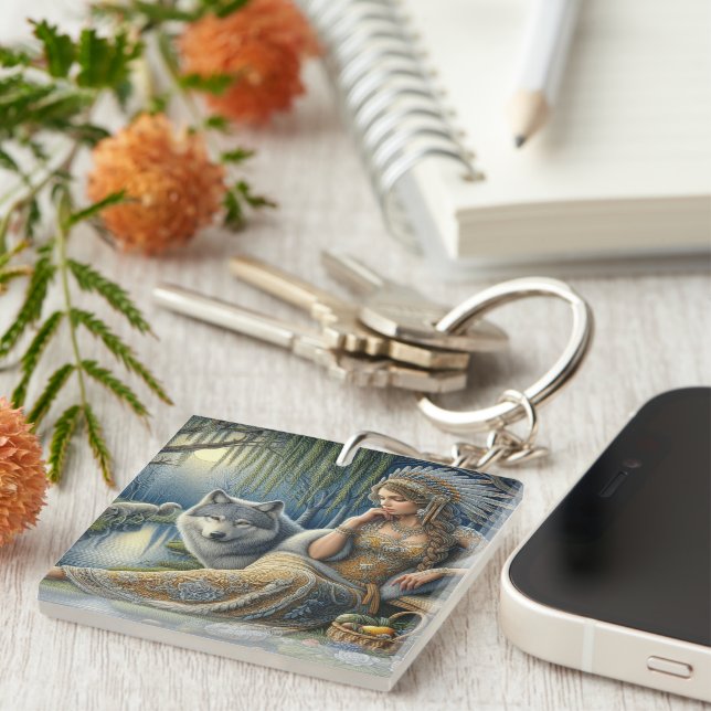 Moonlit Enchantment in the Mystic Forest Key Ring (Front Right)