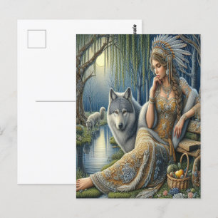 Moonlit Enchantment in the Mystic Forest Postcard