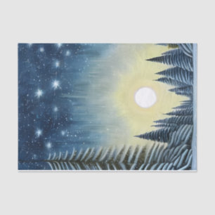 Moonlit Evergreen Snowscape Under The Night Stars Tissue Paper