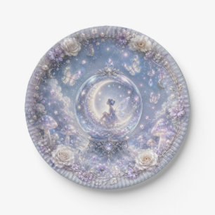 Moonlit fairy in a crystal globe paper plate