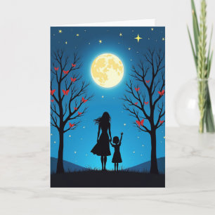 Moonlit Family Scene Greeting Card