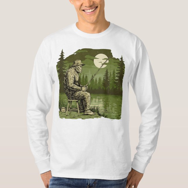 Moonlit Fishing with Bigfoot T-Shirt (Front)