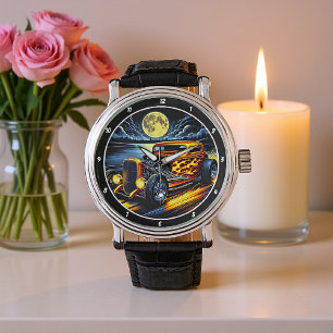 Moonlit Flaming Yellow Hotrod Watch