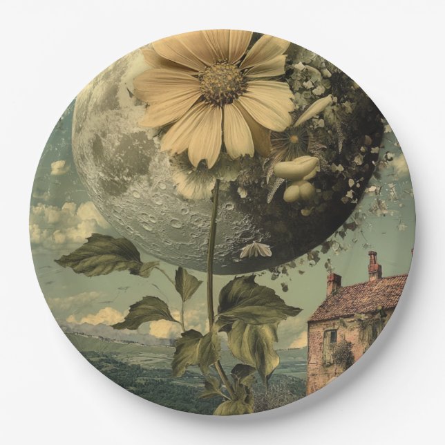 Moonlit Flower & Vintage Charm Paper Plate (Front)