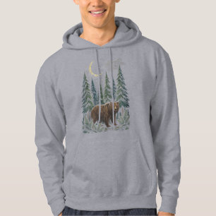 Moonlit Forest Bear Wildlife Hoodie
