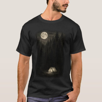 Moonlit Forest Camp: Serene Night Adventure T-Shirt