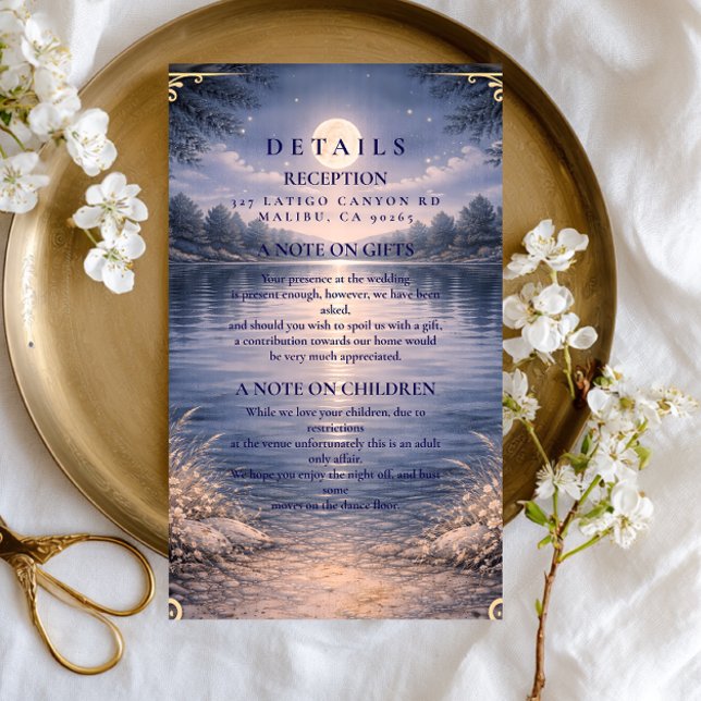 Moonlit Forest Lake Romance Wedding Enclosure Card (Creator Uploaded)