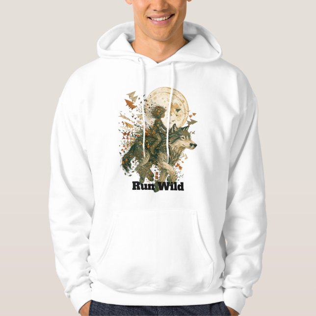Moonlit Forest Wolf  Hoodie (Front)