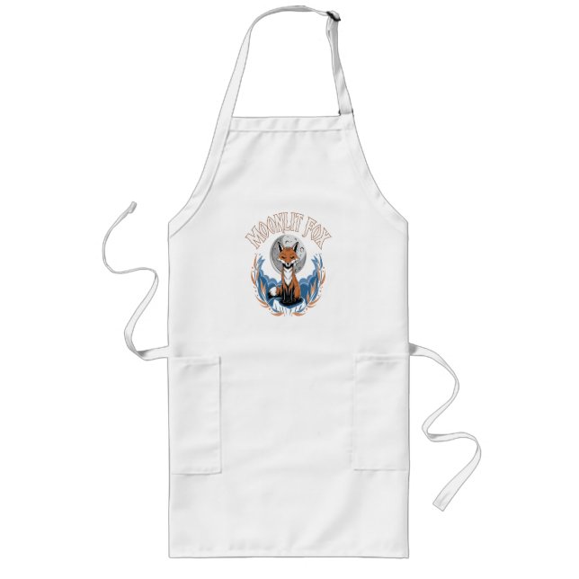Moonlit Fox Celestial Night Long Apron (Front)