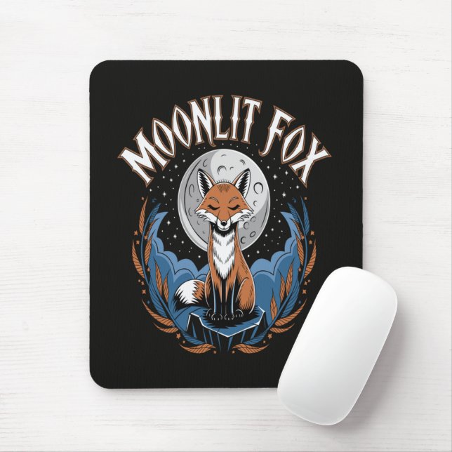 Moonlit Fox Celestial Night Mouse Mat (With Mouse)