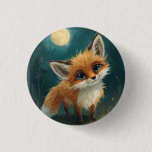 Moonlit Fox, Night Forest  3 Cm Round Badge