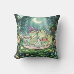 Moonlit Frog Forest Pillow