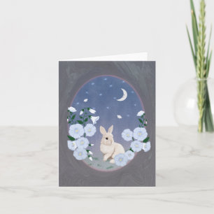 Moonlit Garden Bunny Small Greeting Card 