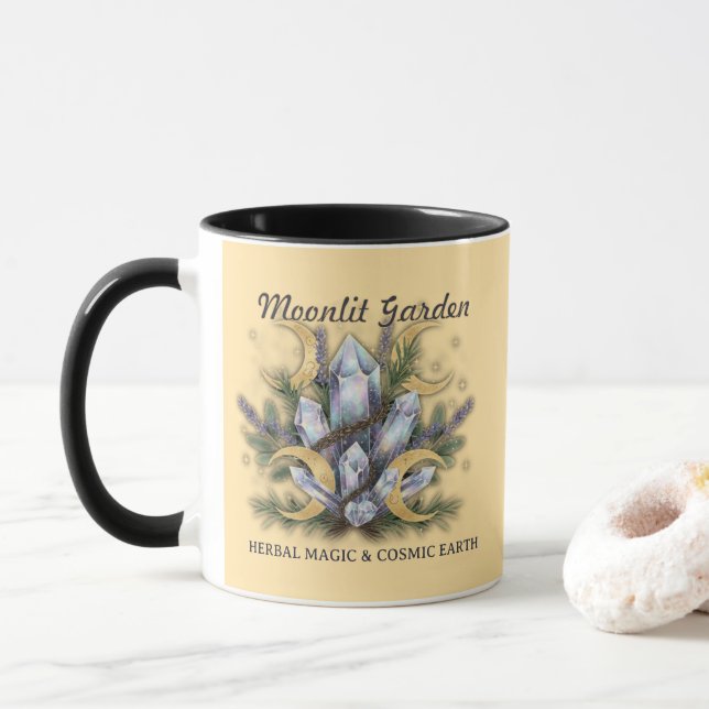 Moonlit Garden Crystal Bouquet • Herbal Magic Mug (With Donut)