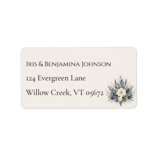 Moonlit Garden Elegant Winter Floral Bouquet Label