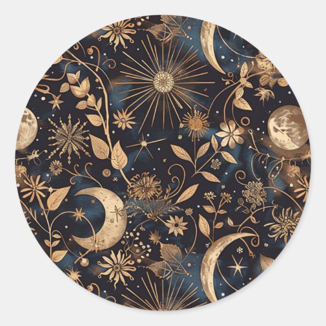 Moonlit Garden Whimsical Envelope Sticker in Navy (Front)