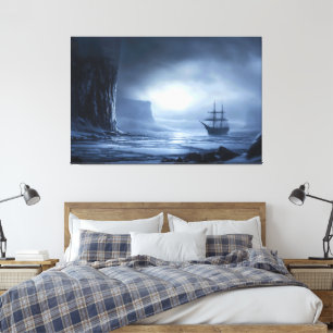 Moonlit Giants: Antarctic Anchorage Canvas Print