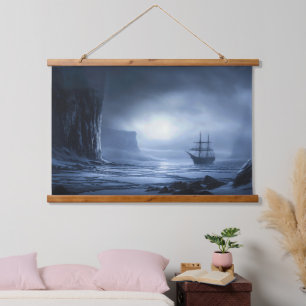 Moonlit Giants: Antarctic Anchorage Hanging Tapestry