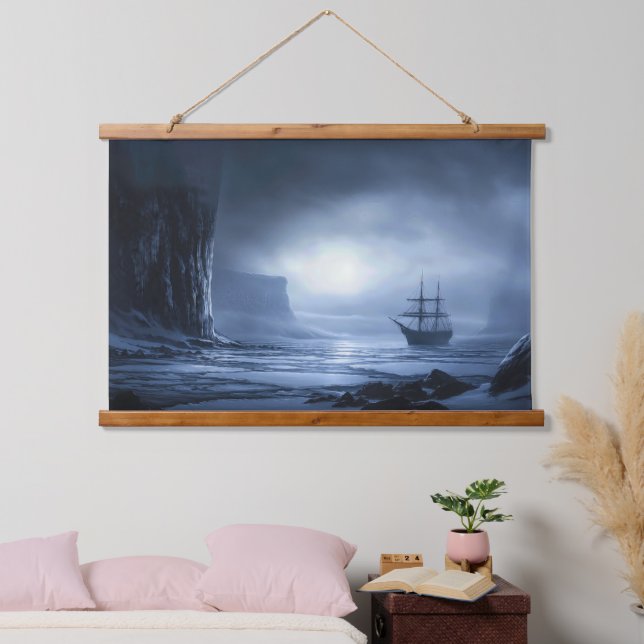 Moonlit Giants: Antarctic Anchorage Hanging Tapestry (Bedroom)