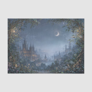 Moonlit Glowing Gothic Fantasy Citadel Tissue Paper