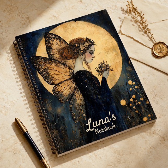  Moonlit Golden Fairy Personalised Art Fantasy  Notebook (Creator Uploaded)