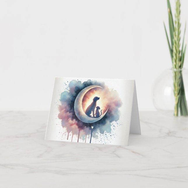 Moonlit Goodbye – Pet Loss Sympathy Card with Wate (Front)