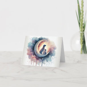 Moonlit Goodbye – Pet Loss Sympathy Card with Wate