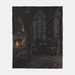 Moonlit Gothic Bedroom Fleece Blanket