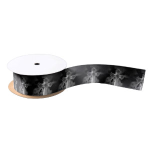 Moonlit GraveYard Gothic Cross With Crows Satin Ribbon