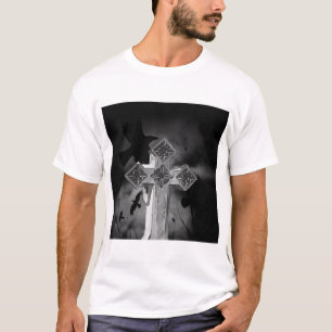 Moonlit GraveYard Gothic Cross With Crows T-Shirt