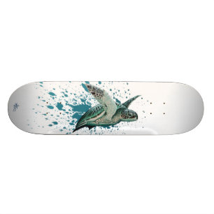"Moonlit" Green Sea Turtle ~ Amber Marine Skateboard