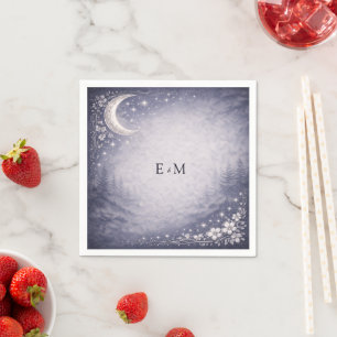 Moonlit Grove Celestial Woodland Wedding Napkin