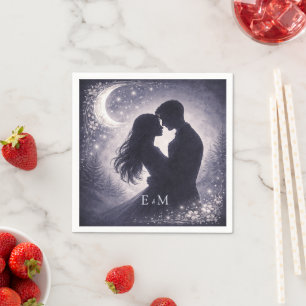 Moonlit Grove Celestial Woodland Wedding Napkin