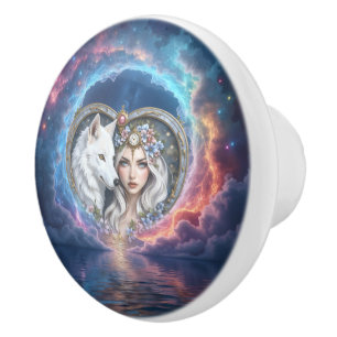 Moonlit Guardian of the Eternal Heart. Ceramic Knob